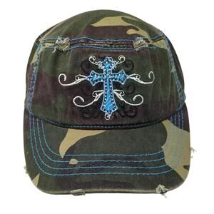 Cross Cadet Army Cap Multicolor One Size Embroidered Camouflage Cow Girl